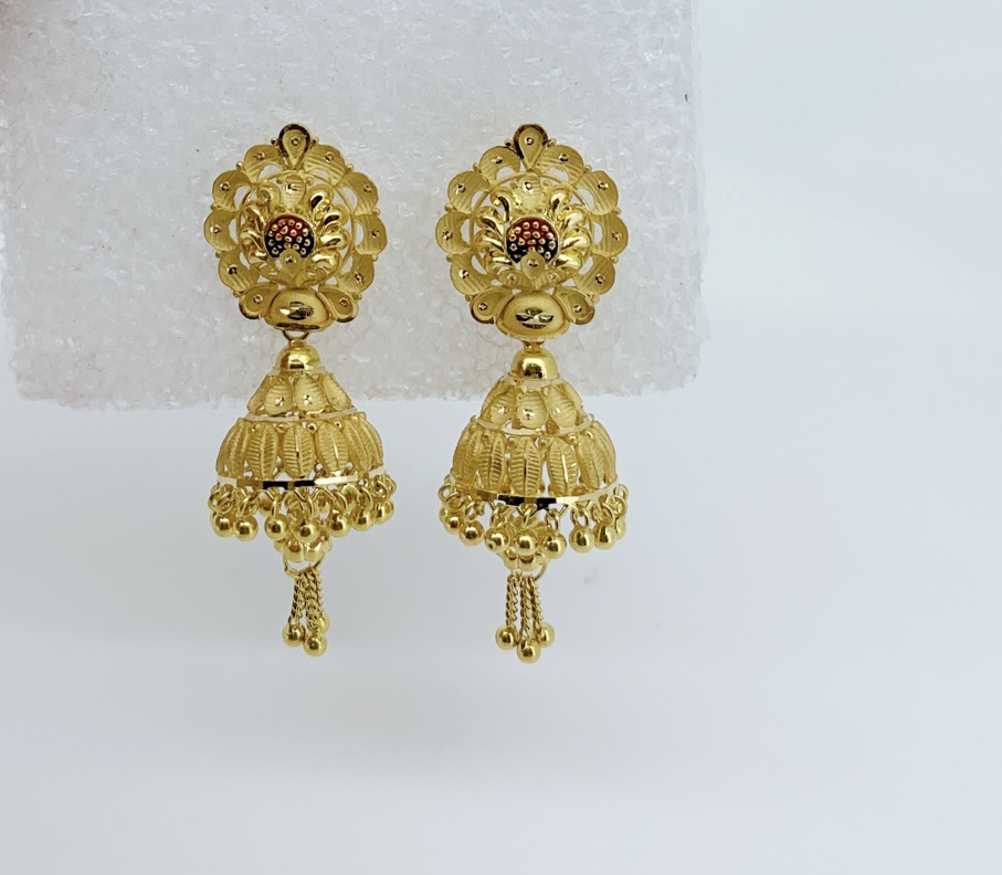 Chiming Melody Gold Jhumka Earrings
