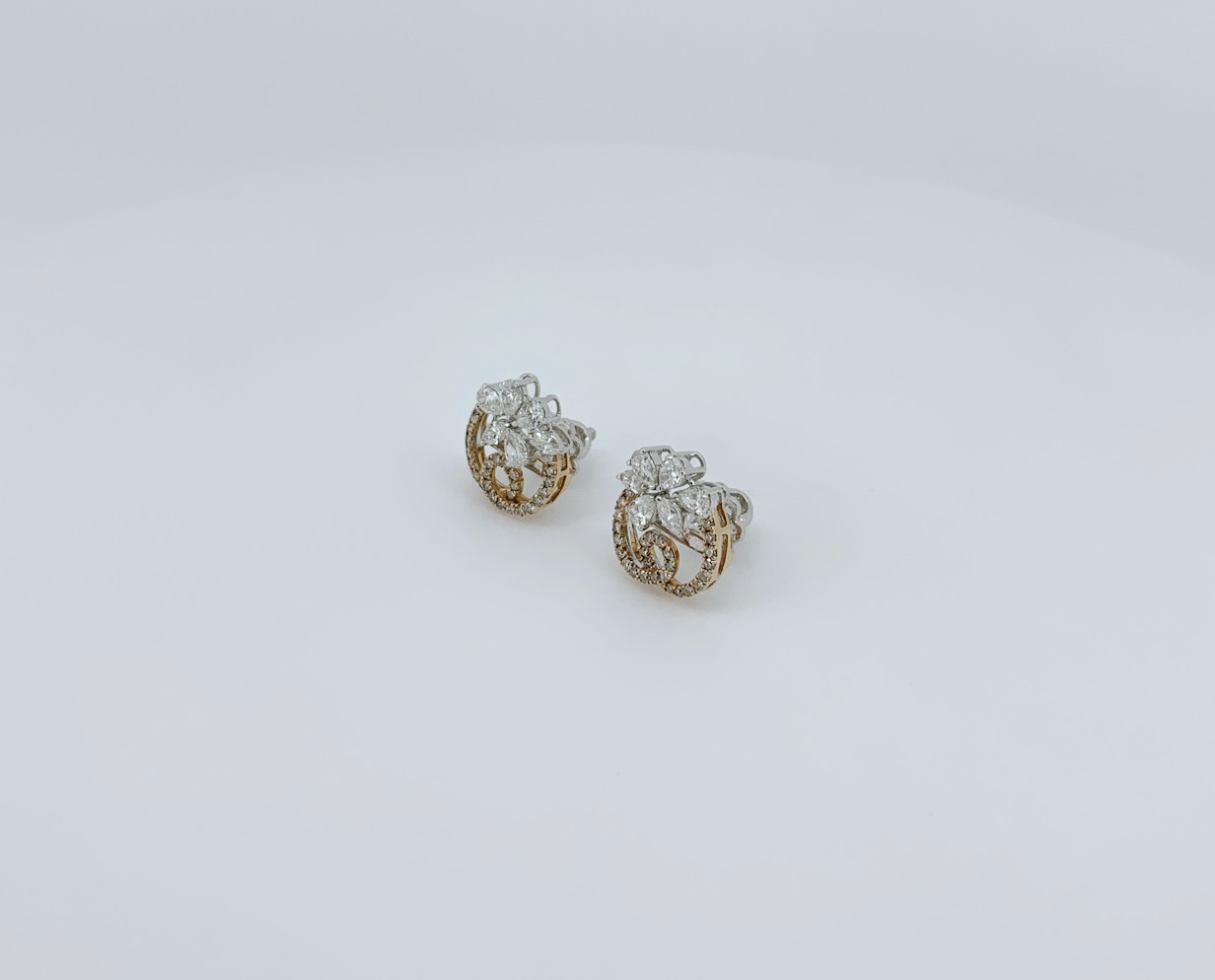 Contemporary Diamond Stud Earrings - Image 2