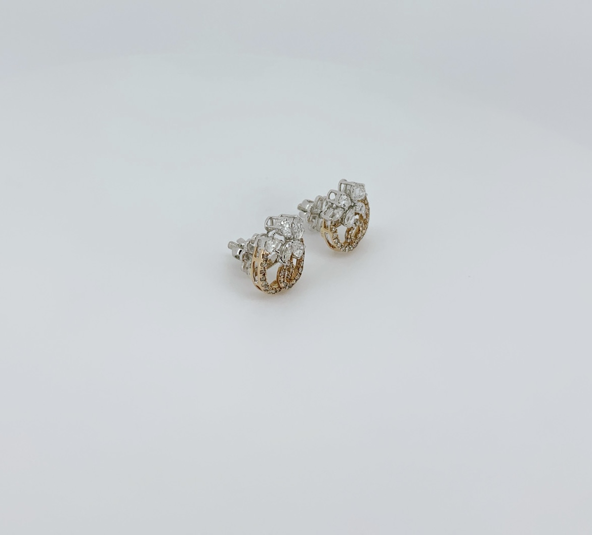 Contemporary Diamond Stud Earrings - Image 3