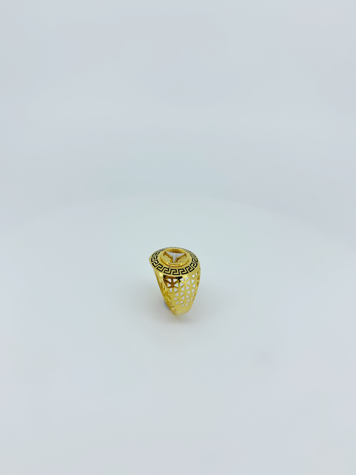 Men's Gold Ring With Greek Key Pattern - Image 2