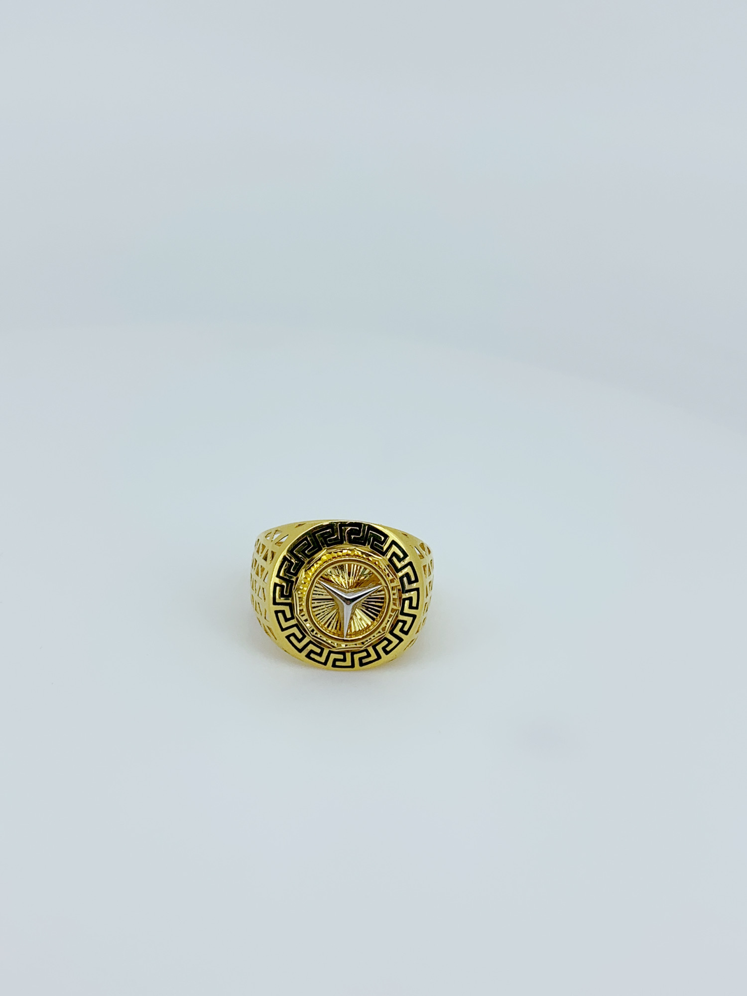 Men's Gold Ring With Greek Key Pattern - Image 3