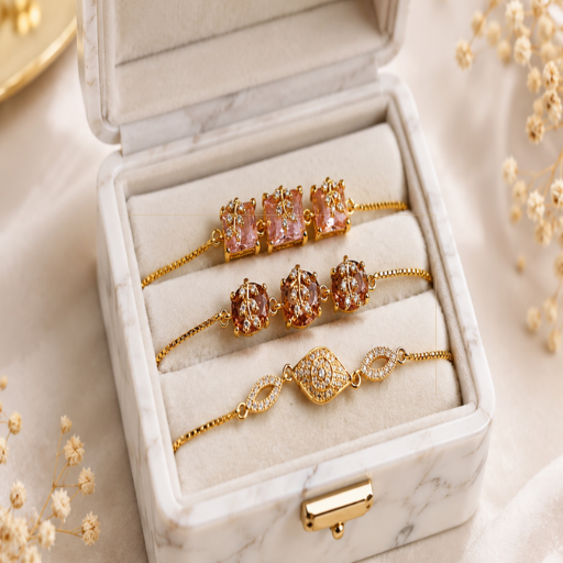Rose Gold Charm Bracelet Marble Box Collection