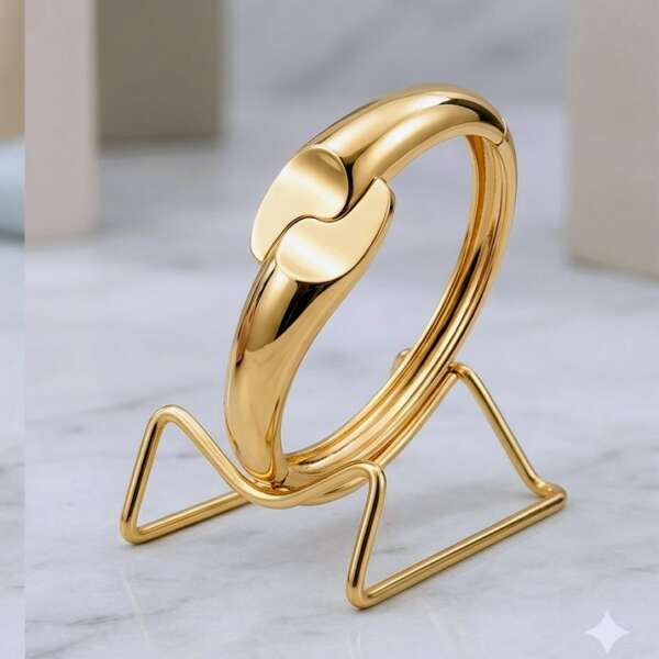 chunky modern gold bangle bracelet