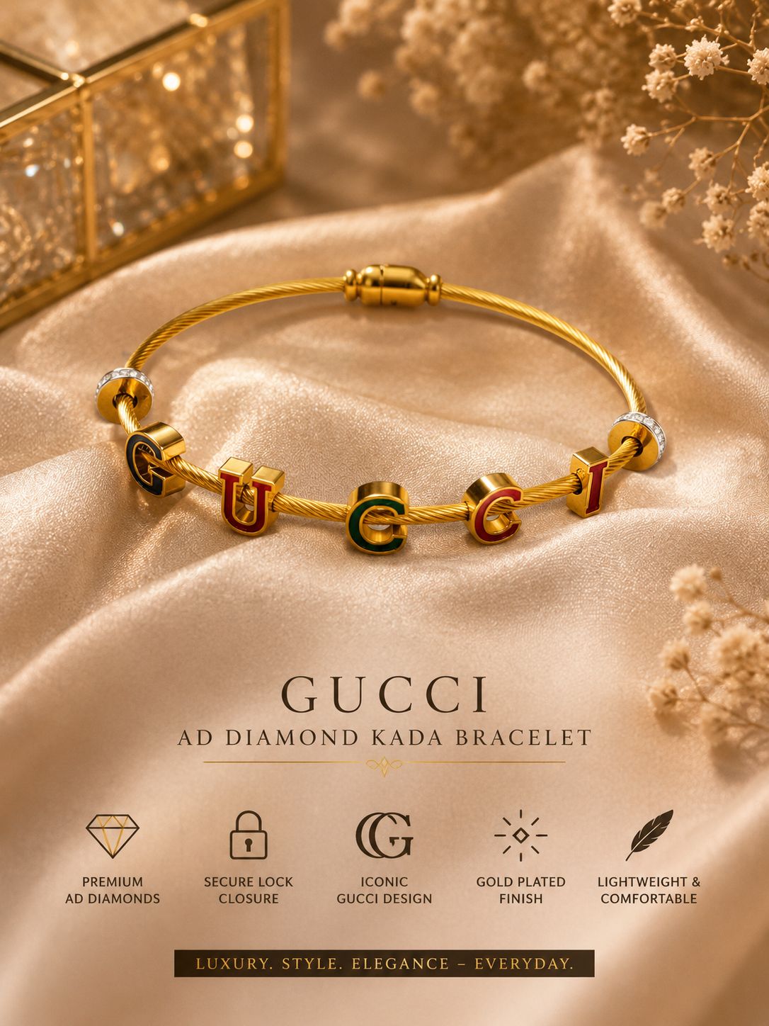 Colorful GUCCI enamel letter bracelet