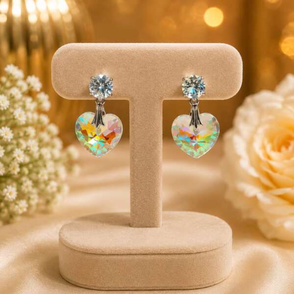 Crystal Heart Glow Earrings