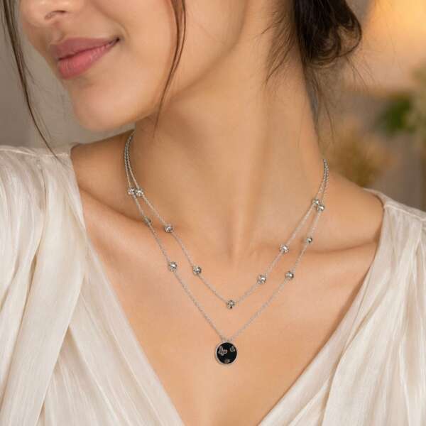 Dual‑layer silver necklace