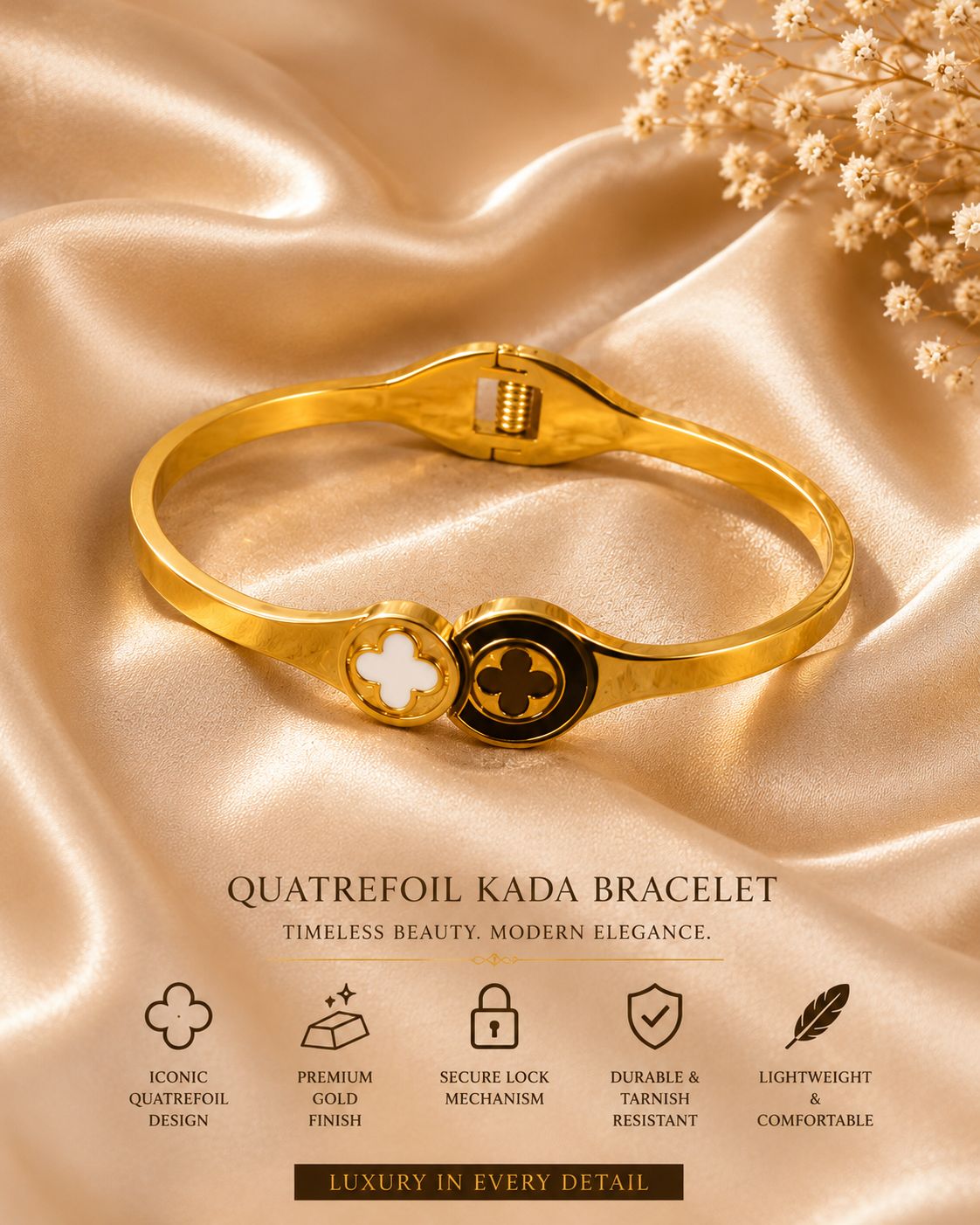 Elegant Quatrefoil Kada Bracelet