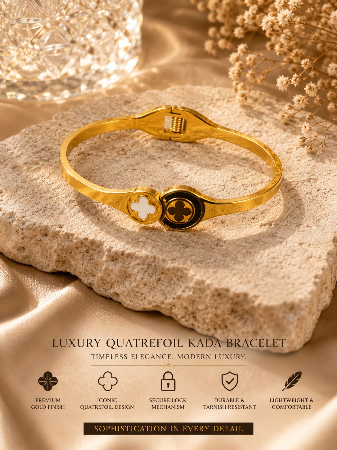 Elegant Quatrefoil Kada Bracelet - Image 2