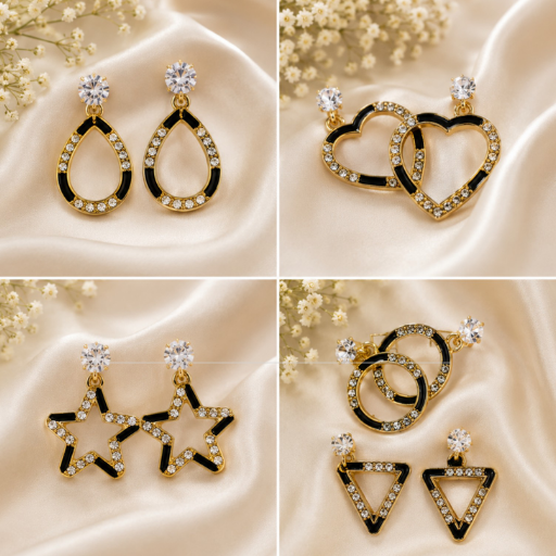 Gold & Black Statement Earrings