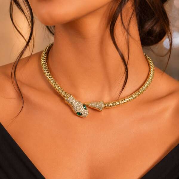 Green Eye Snake Necklace