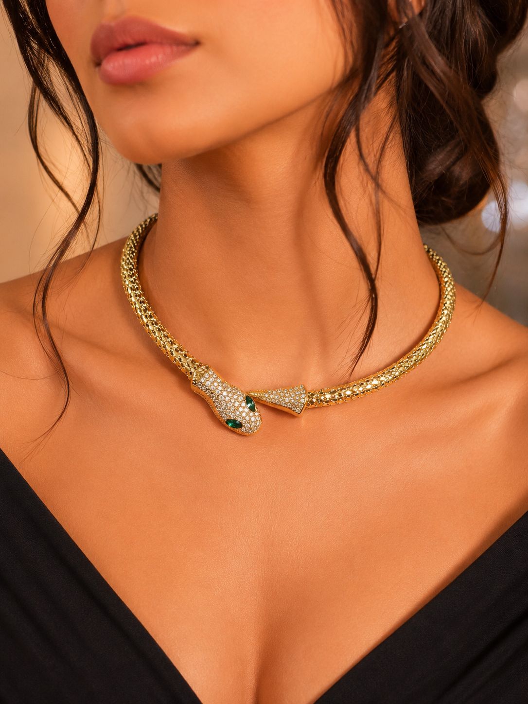 Green Eye Snake Necklace