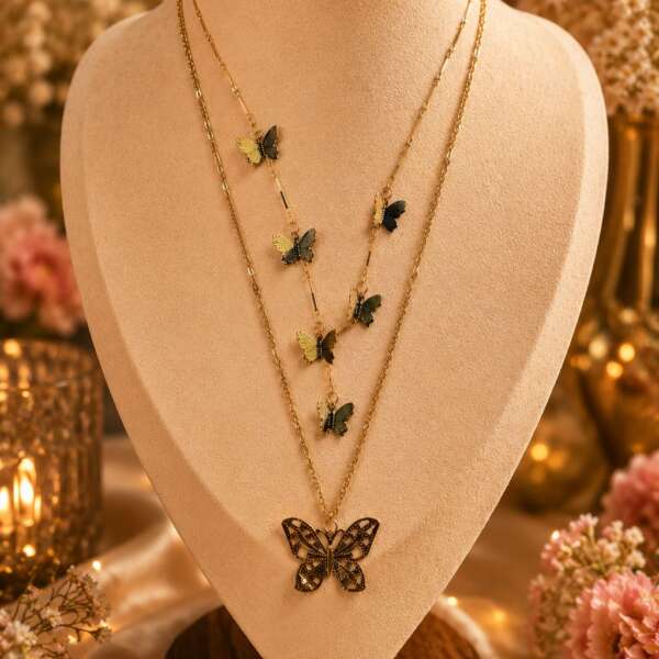 Layered Butterfly Necklace