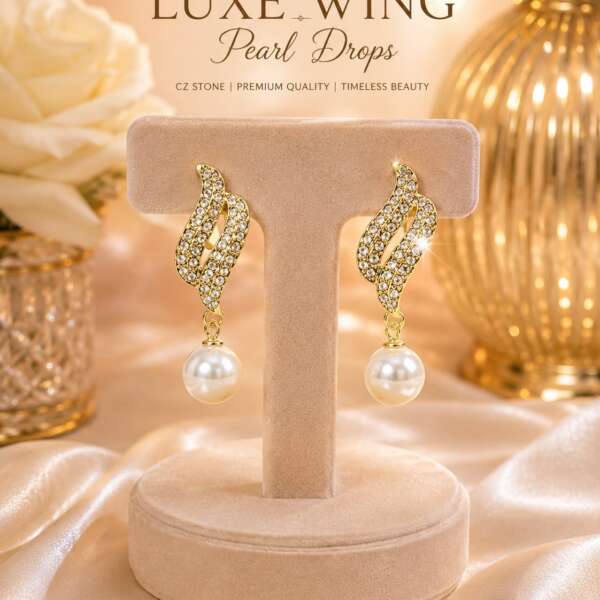 Luxe wing Pearl Earrings