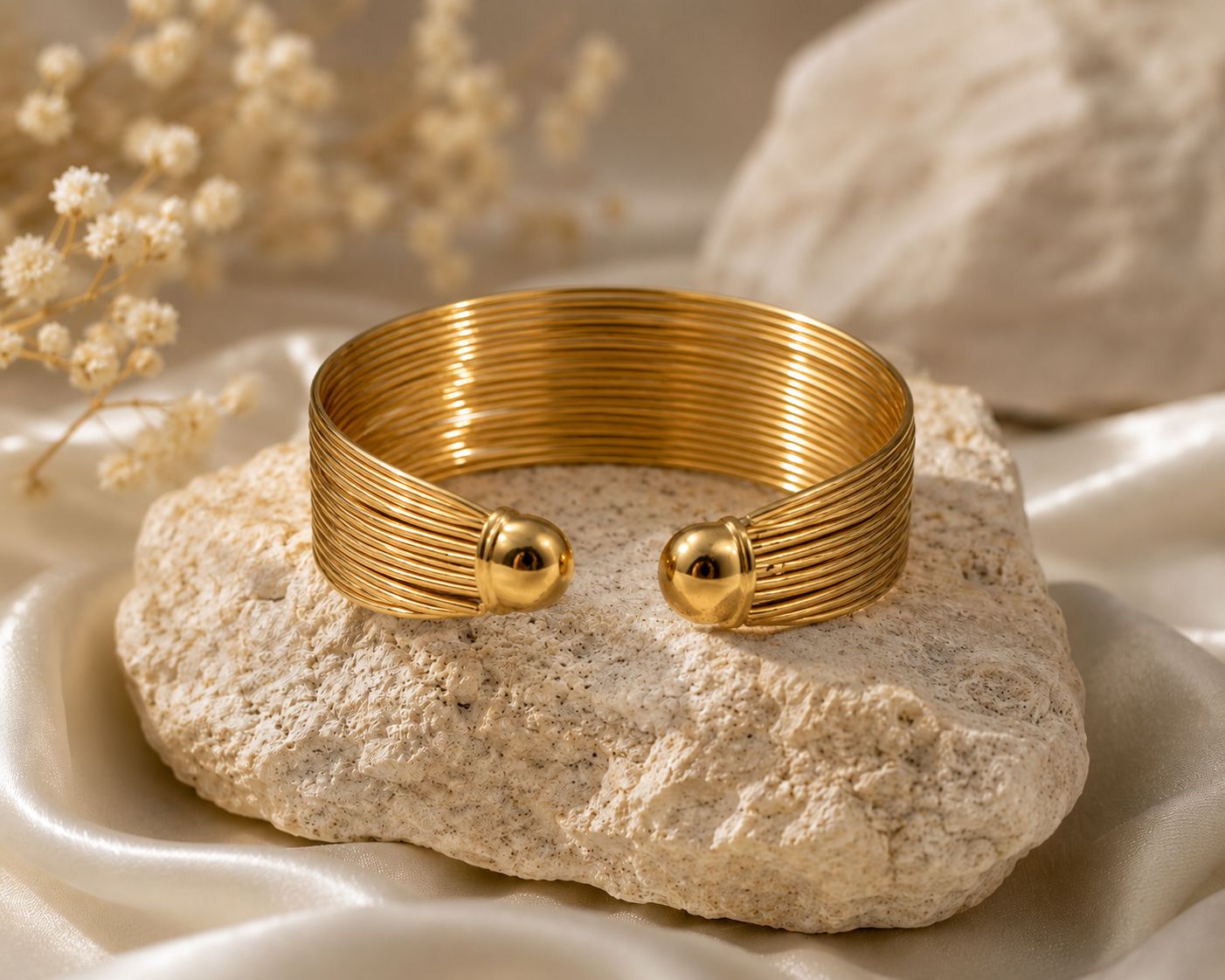Minimal Gold Wire Cuff Bracelet for Women