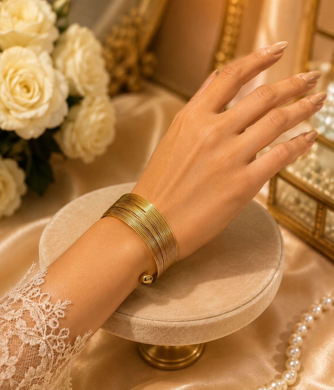 Minimal Gold Wire Cuff Bracelet for Women - Image 2