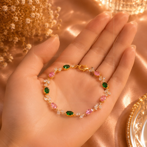 Pink & Green Tulip Bracelet