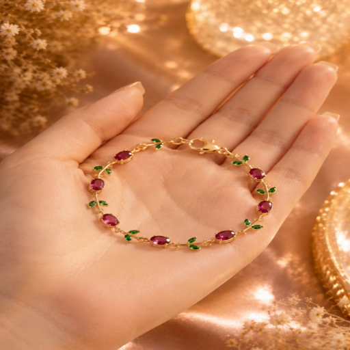 Red & Green Tulip Bracelet