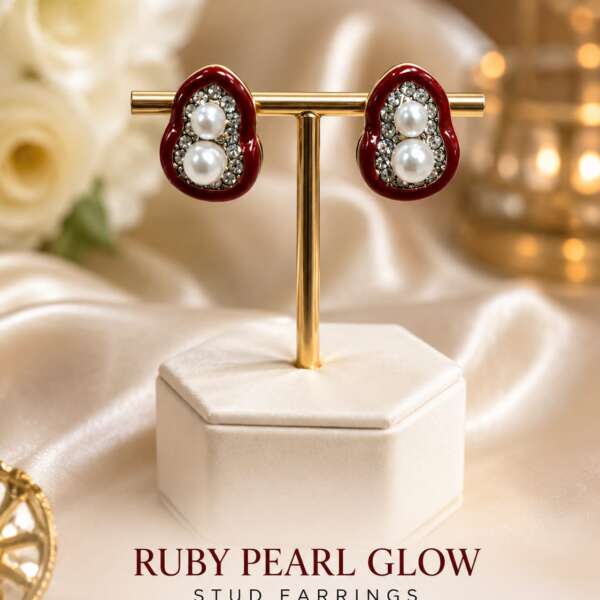 Ruby pearl glow earrings