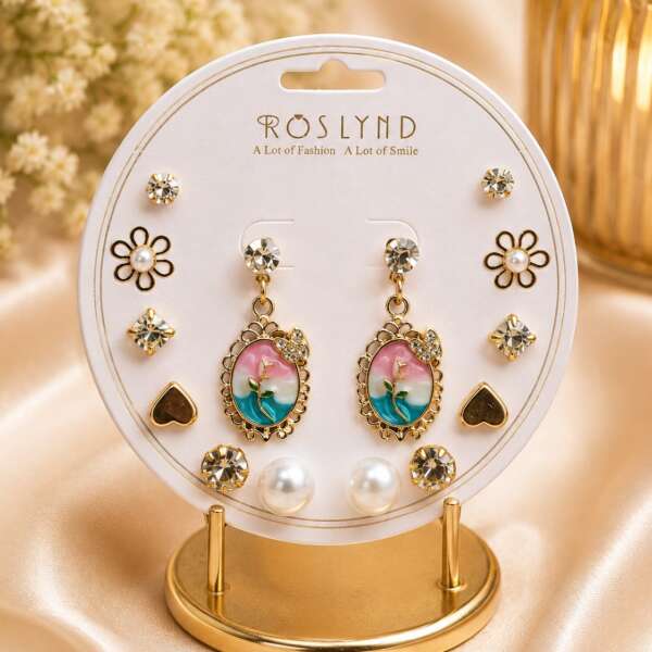 7 Pair of Pastel Bloom Earring Set