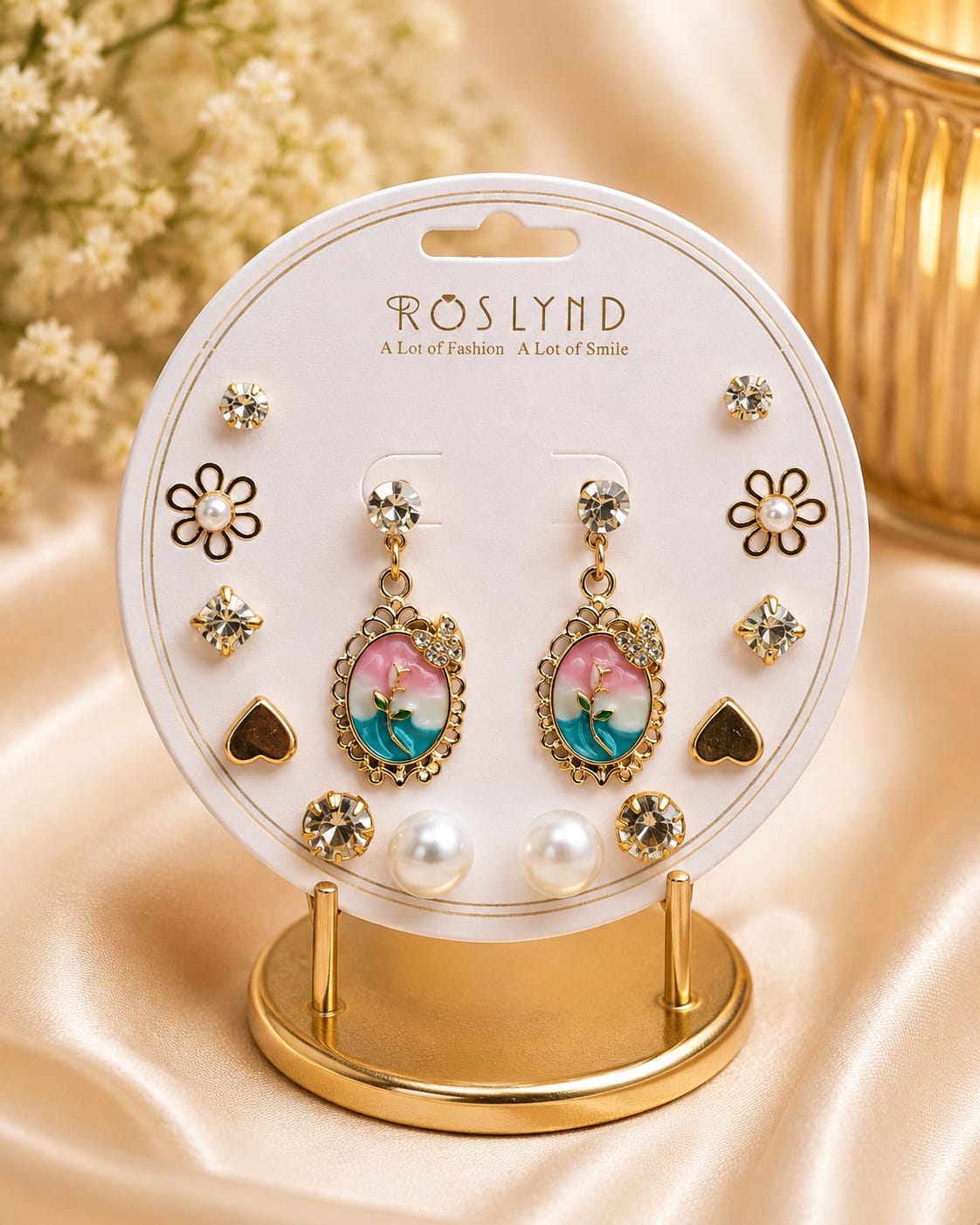 7 Pair of Pastel Bloom Earring Set