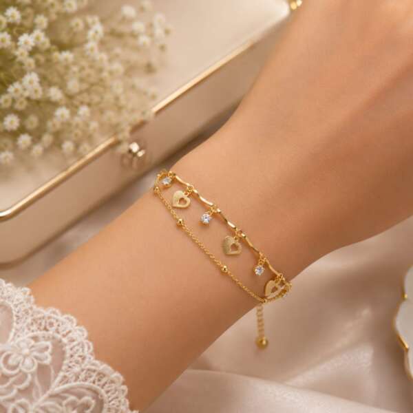 Golden Heart Charm bracelet