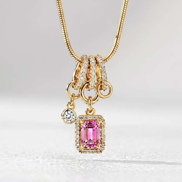 Pink Crystal Star Charm Pendant