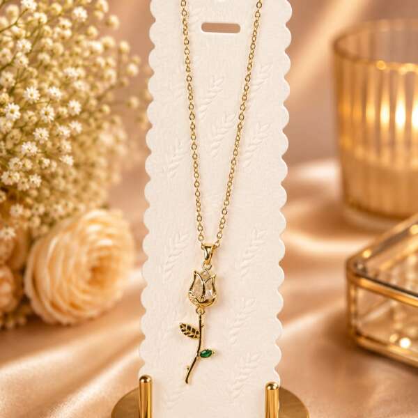 Tulip White Rose Pendant
